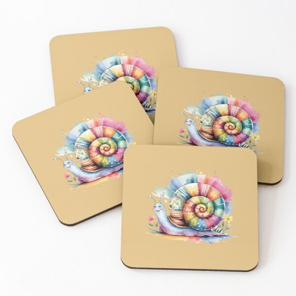Item preview, Whimsical Watercolor Snail with Patchwork Fabric Shell designed and sold by PrintableByZaah.