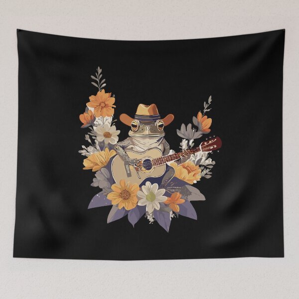 Item preview, Cute Cottagecore Aesthetic Frog Playing Guitar Vintage Graphic designed and sold by Dapper-Art.