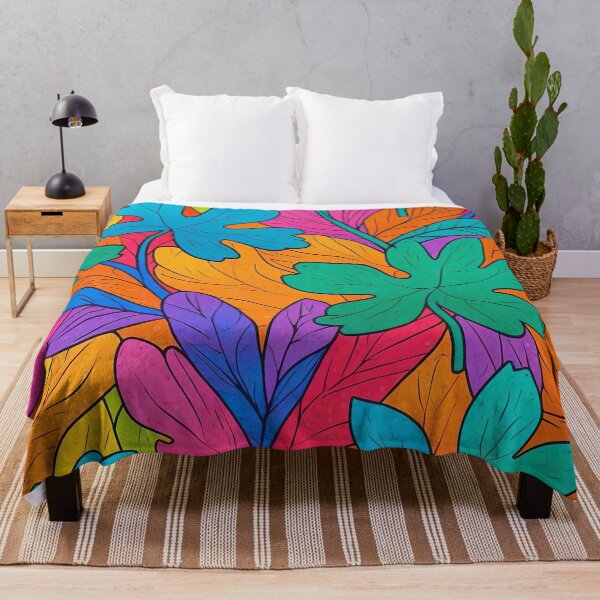 Item preview, Colourful Leaf Explosion on Bold Orange Background designed and sold by ArtComixHaven.