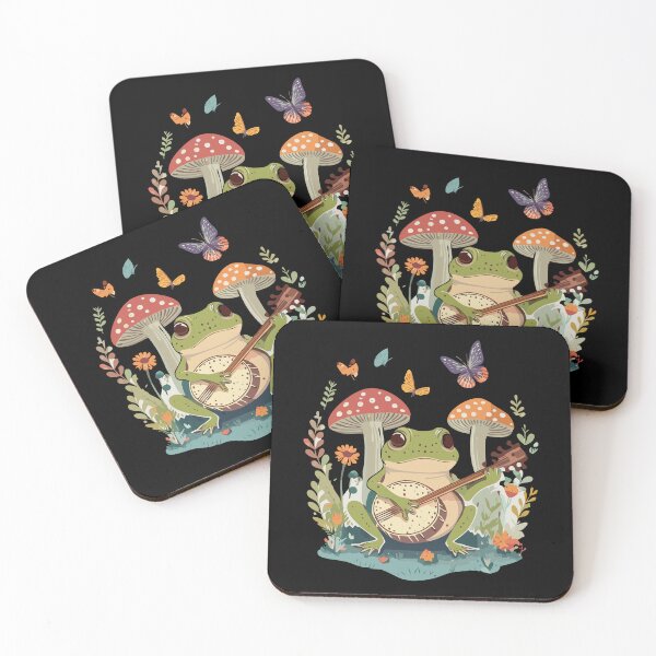 Item preview, Cute Cottagecore Aesthetic Frog Playing Banjo Mushroom Vintage Graphic designed and sold by Dapper-Art.