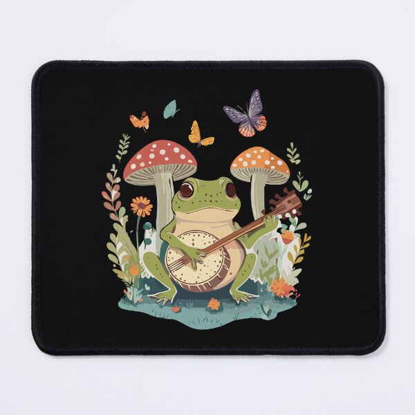 Item preview, Cute Cottagecore Aesthetic Frog Playing Banjo Mushroom Vintage Graphic designed and sold by Dapper-Art.