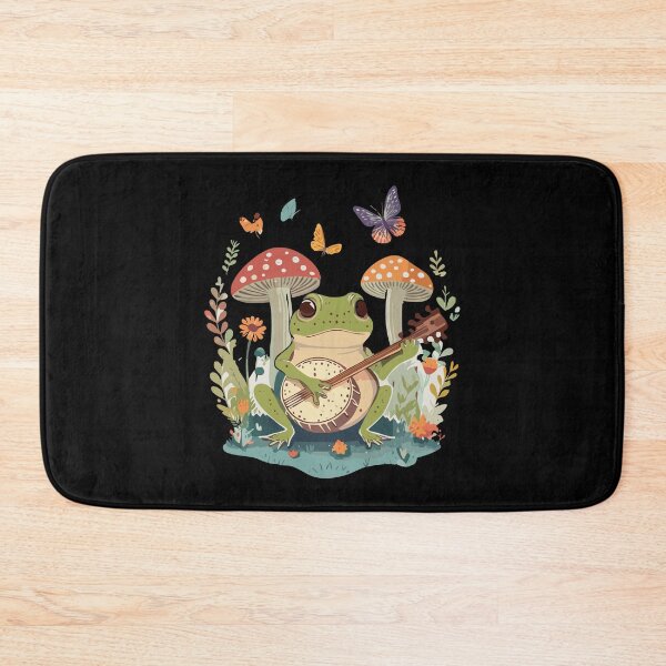 Item preview, Cute Cottagecore Aesthetic Frog Playing Banjo Mushroom Vintage Graphic designed and sold by Dapper-Art.