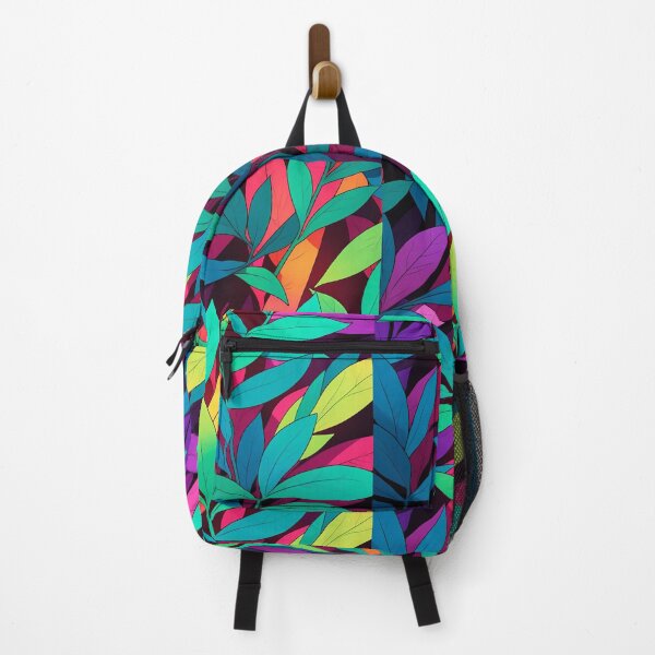 Item preview, Neon Leaves on Dark Gradient Backdrop designed and sold by ArtComixHaven.
