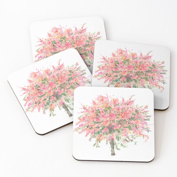 Item preview, Whimiscal Pink and Yellow Rainbow Shower Tree  designed and sold by FaireWaveArt.