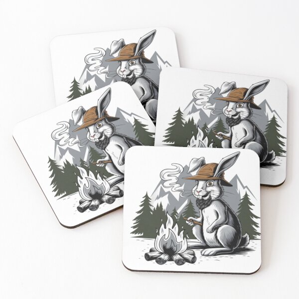 Item preview, CUTE CAMPFIRE  BLACK AND WHITE RABBIT  designed and sold by Obinne.