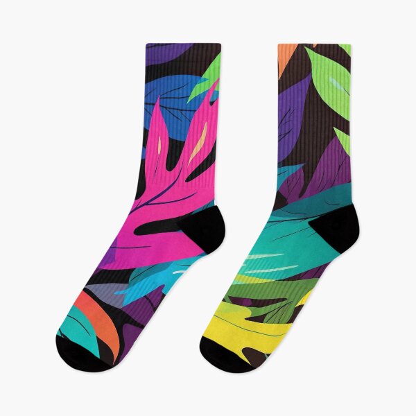 Item preview, Tropical Neon Leaves Against Dark Backdrop designed and sold by ArtComixHaven.