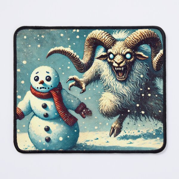 Item preview, Ram chasing snowman funny christmas decor designed and sold by Meandmyshop.