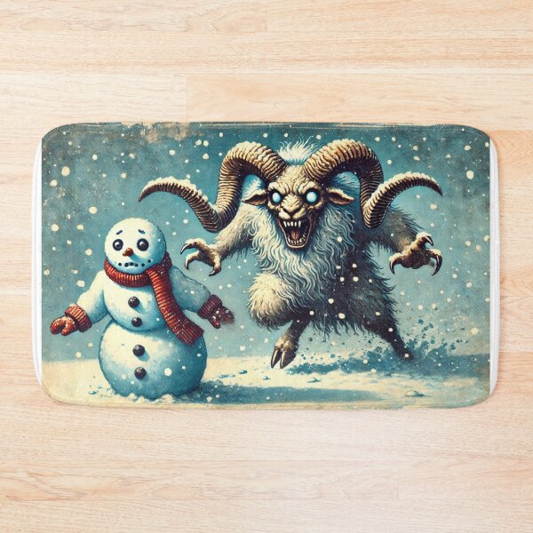 Item preview,  Ram chasing snowman funny christmas decor designed and sold by Meandmyshop.