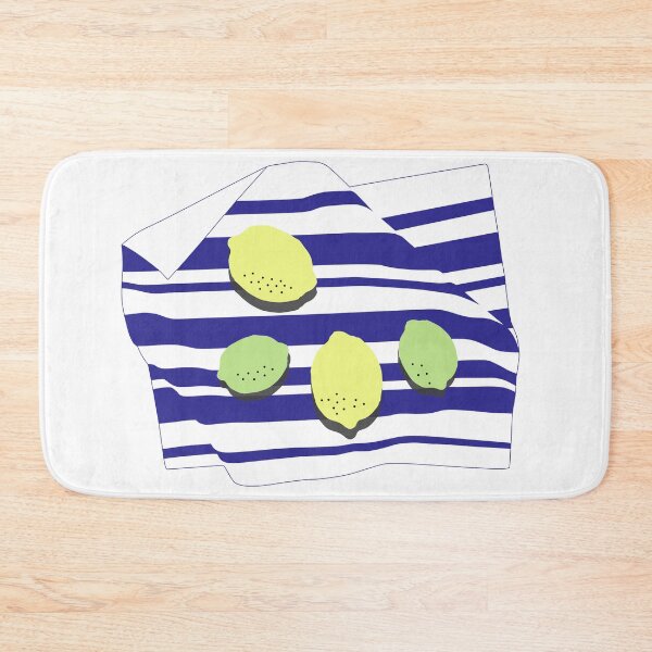 Item preview, Lemons and limes on a striped cloth on a yellow background designed and sold by Nadia--.