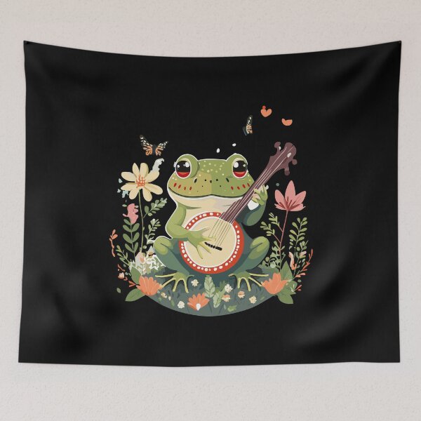 Item preview, Cute Cottagecore Aesthetic Frog Playing Banjo Vintage Graphic designed and sold by Dapper-Art.