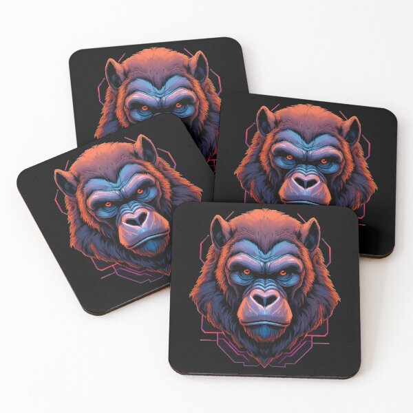 Item preview, Neon Gorilla in vibrant electric glow designed and sold by WildArtistry.