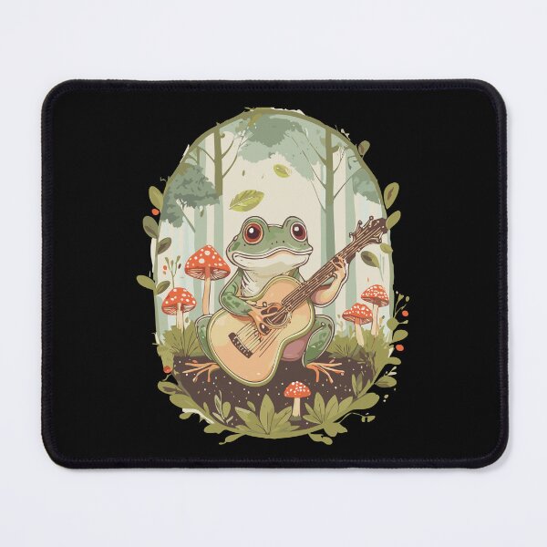 Item preview, Cute Cottagecore Aesthetic Frog Playing Guitar Mushroom Vintage Graphic designed and sold by Dapper-Art.