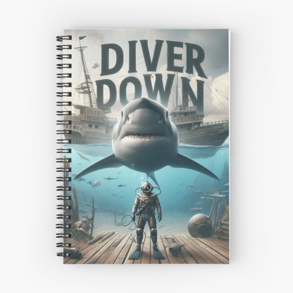 Item preview, Cool looking Diver down image with shark designed and sold by Outlandishrob.