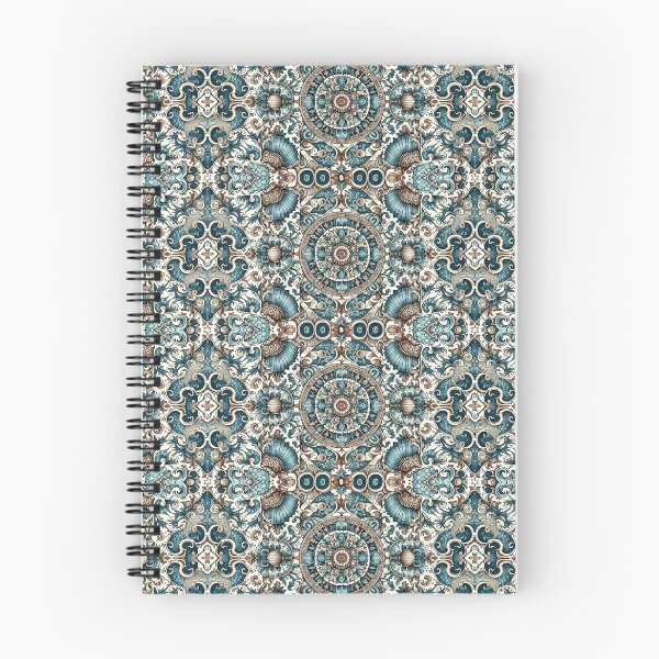 Item preview,  Art Nouveau luxury pattern, featuring an intricate geometric and medallion designs that beautifully combines shades of teal, rich brown, and soft cream.  designed and sold by DrewRomeoCo.