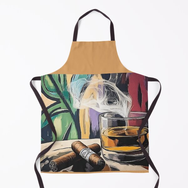 Item preview, Whisky Set Against Vibrant Abstract Background with Two Cigars Suggesting Relaxation and Indulgence designed and sold by OlfactoART Studio.