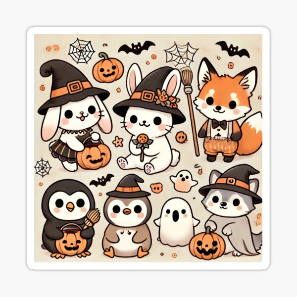 Cutie one animal friends with halloween || Halloween ||Gift, stickers,accessories and decorations Sticker