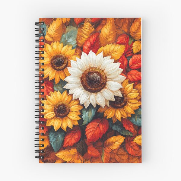 Item preview,  a cluster of sunflowers surrounded by a profusion of autumn leaves. designed and sold by HEMRO.