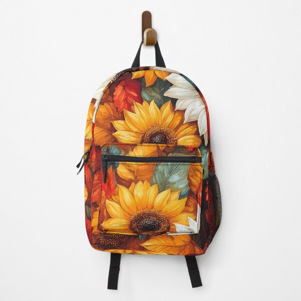 Item preview,  a cluster of sunflowers surrounded by a profusion of autumn leaves. designed and sold by HEMRO.