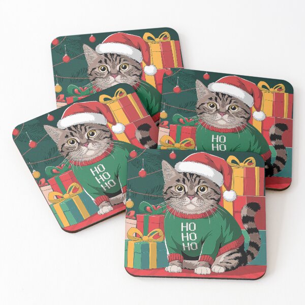 Item preview, Gato festivo disfrazado de Papá Noel: "¡Ho Ho Ho!" designed and sold by fa2pinho.