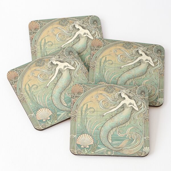 Item preview, Captivating Mermaid Art in Art Nouveau Style – Bring Vintage Charm into Your Life designed and sold by NSB-Design.