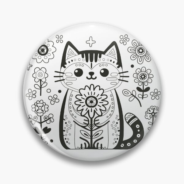 Item preview, KittyKat - Cut Smiley Cat with Flowers designed and sold by KittyKatCats.