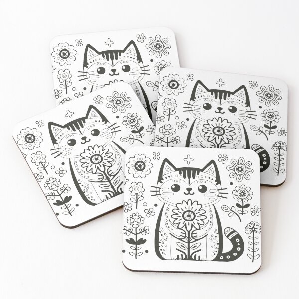 Item preview, KittyKat - Cut Smiley Cat with Flowers designed and sold by KittyKatCats.