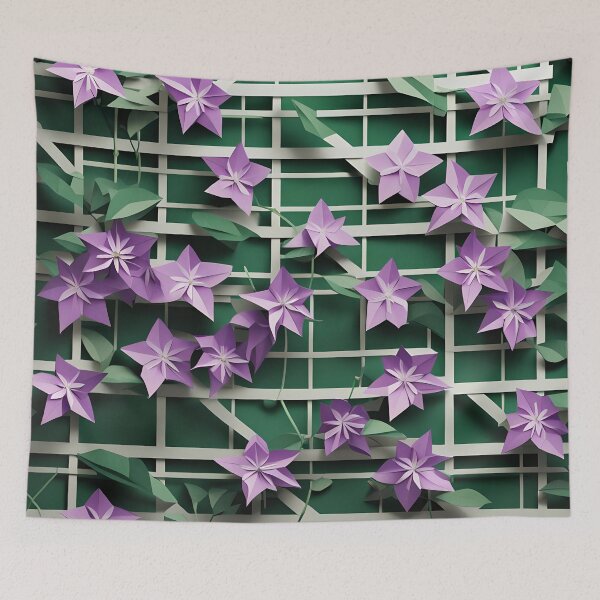 Item preview, Origami Art - Nature's Elegance: Clematis Climbing the Trellis designed and sold by ArtfulFolds.