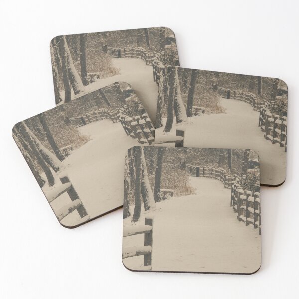 Item preview, Sepia-Toned Rustic Fence on Country Lane in Winter designed and sold by CountyKent.