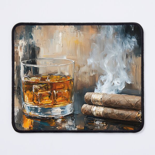 Item preview, Enjoy the Contrast of Whiskey and Cigars Against a Textured Background Generative AI designed and sold by OlfactoART Studio.