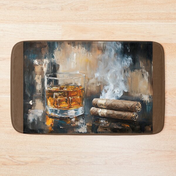 Item preview, Enjoy the Contrast of Whiskey and Cigars Against a Textured Background Generative AI designed and sold by OlfactoART Studio.