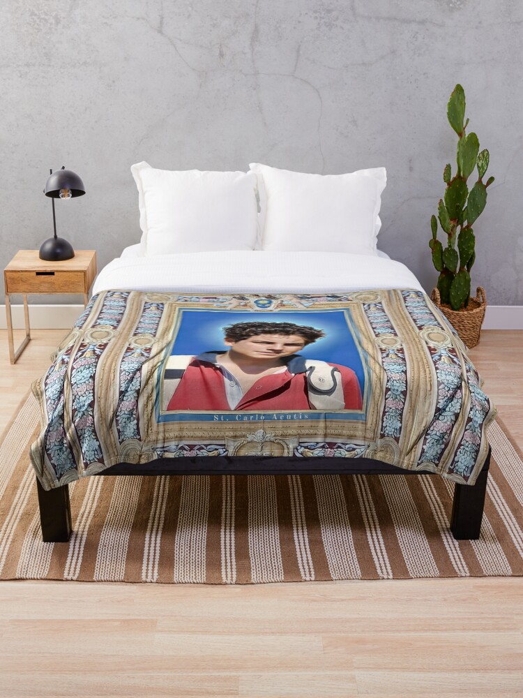 Thumbnail 1 of 6, Throw Blanket, Saint Carlo Acutis Santo Carlo Acutis designed and sold by ADMG.