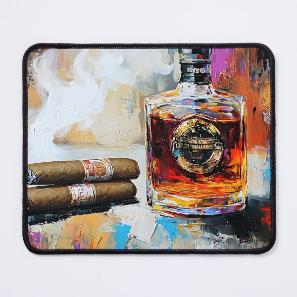 Item preview, Savor the Warmth of Whiskey and Cigars in a Vibrant Atmosphere Digital Abstract Art designed and sold by OlfactoART Studio.