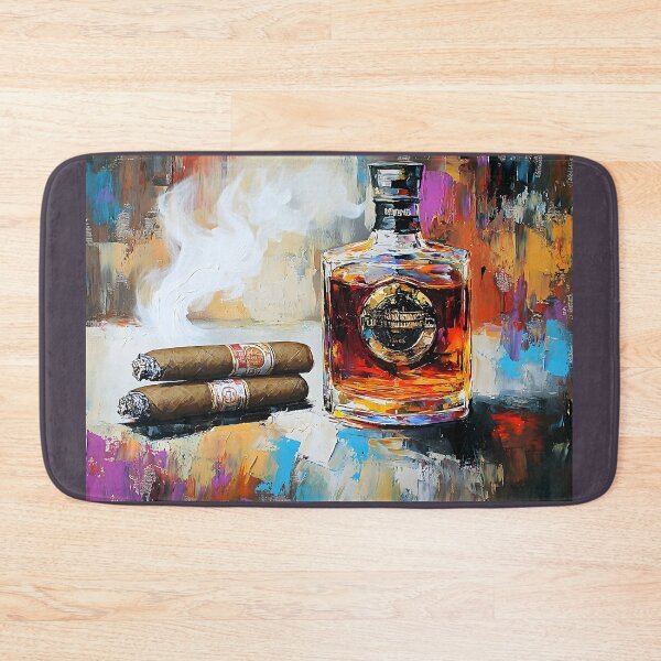 Item preview, Savor the Warmth of Whiskey and Cigars in a Vibrant Atmosphere Digital Abstract Art designed and sold by OlfactoART Studio.