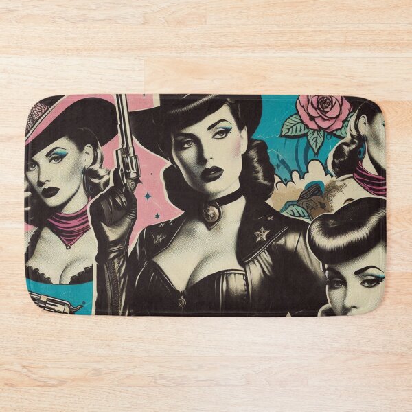 Item preview, Retro Cowgirl Pinup Collage designed and sold by PulpVintage.