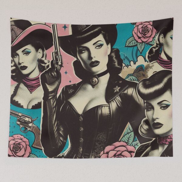 Item preview, Retro Cowgirl Pinup Collage designed and sold by PulpVintage.