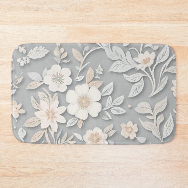 Item preview, Delicate White And Beige Floral on Grey designed and sold by BubbleGalaxy.