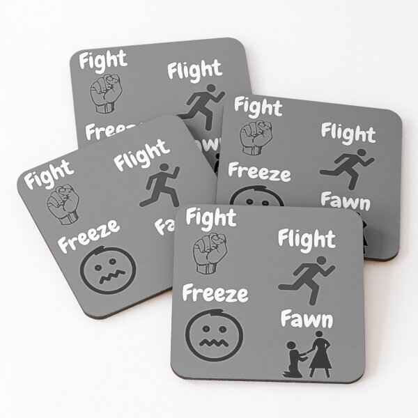 Item preview, People Pleaser Trauma Responses Meme - Fight, Flight, Fawn, Freeze designed and sold by Earth Nature Creations.