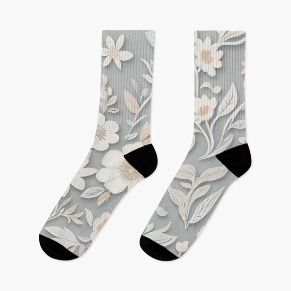 Item preview, Delicate White And Beige Floral on Grey designed and sold by BubbleGalaxy.