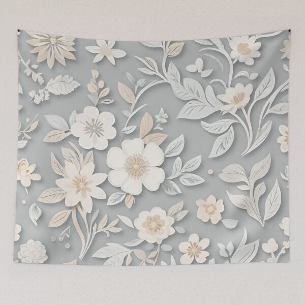 Item preview, Delicate White And Beige Floral on Grey designed and sold by BubbleGalaxy.