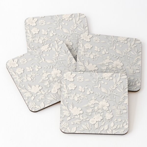 Item preview, White Flowers on Silver designed and sold by BubbleGalaxy.