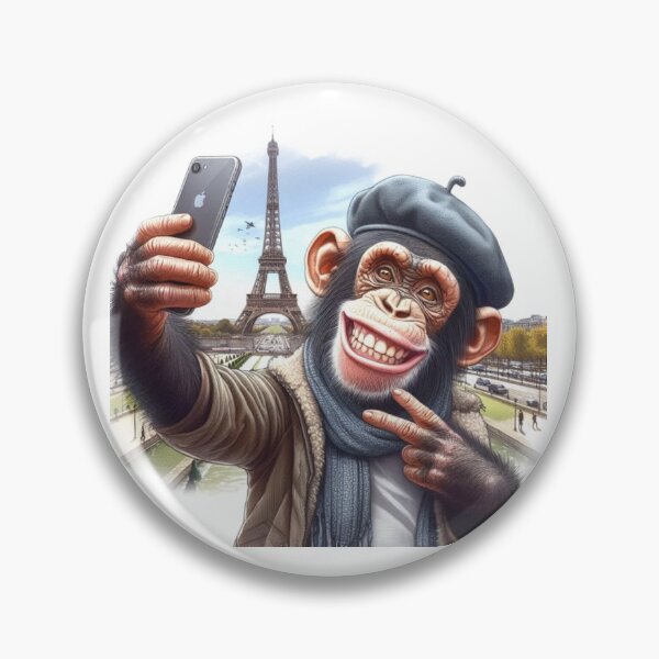 Item preview, "A Chimpanzee in Paris: Smile and Eiffel Tower" designed and sold by CHRIST5000.