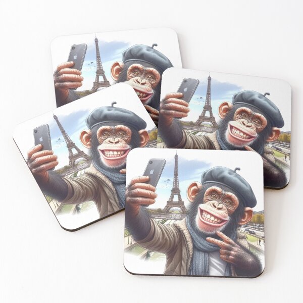 Item preview, "A Chimpanzee in Paris: Smile and Eiffel Tower" designed and sold by CHRIST5000.