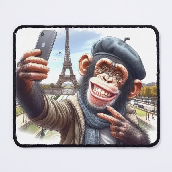 Item preview, "A Chimpanzee in Paris: Smile and Eiffel Tower" designed and sold by CHRIST5000.
