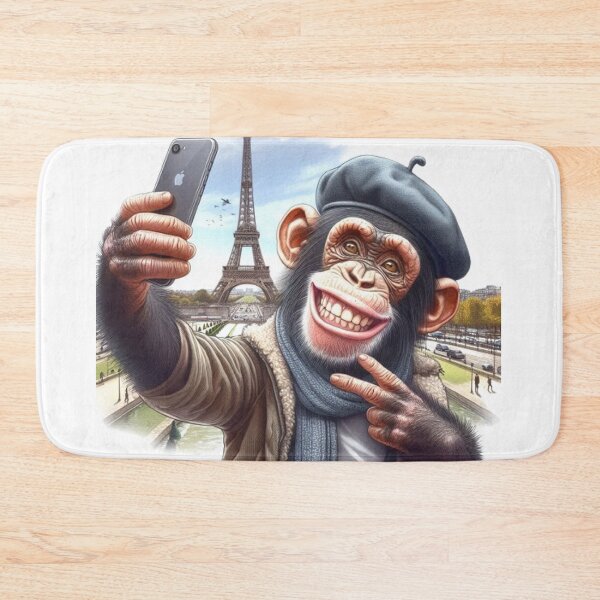 Item preview, "A Chimpanzee in Paris: Smile and Eiffel Tower" designed and sold by CHRIST5000.