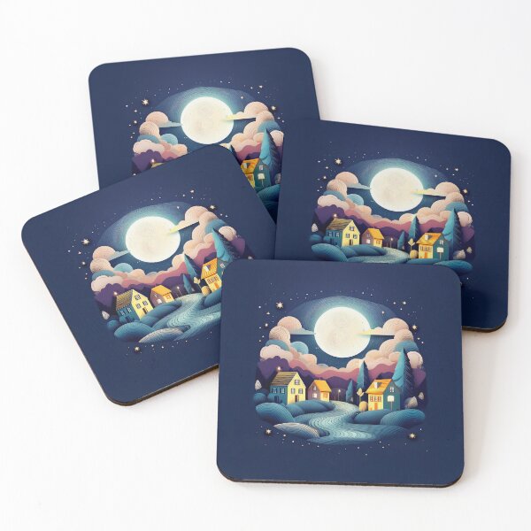 Item preview, a beautifully whimsical illustration Design of a moonlit night scene. designed and sold by HEMRO.