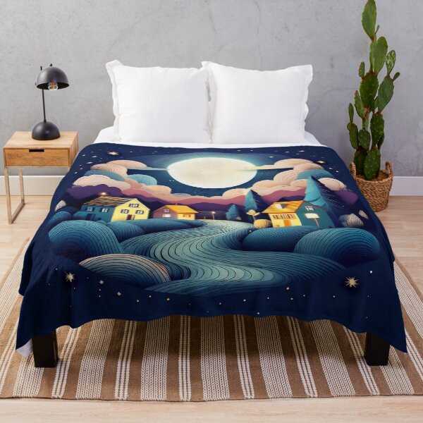 Item preview, a beautifully whimsical illustration Design of a moonlit night scene. designed and sold by HEMRO.