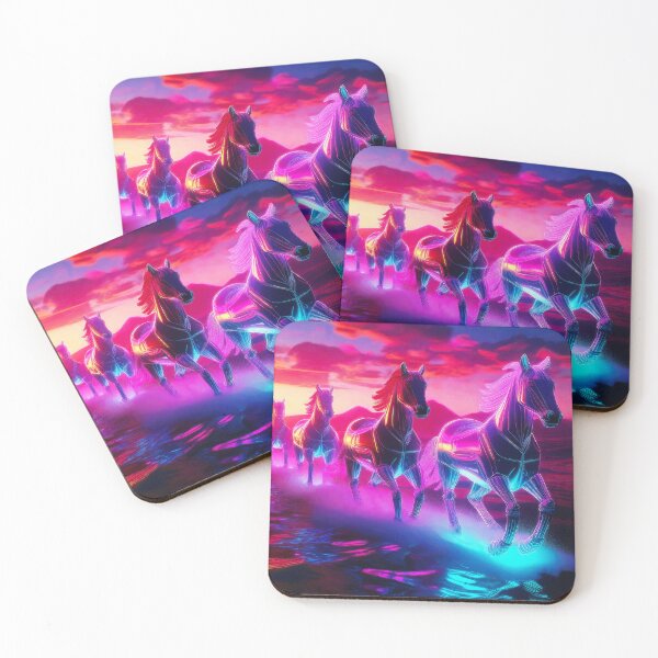 Item preview, Electric Herd - Synthwave Horses designed and sold by Nostalgia Busters.