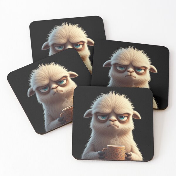 Item preview, Grumpy Lama with Coffee designed and sold by StickersRyous.
