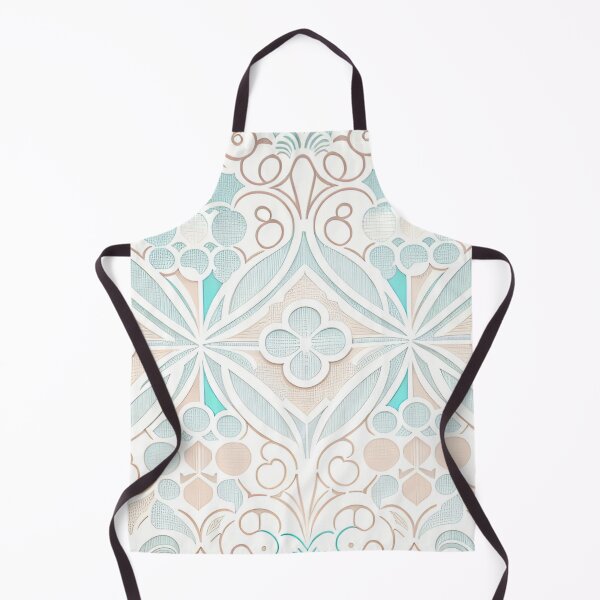 Item preview, Aqua and Beige Floral Design on White designed and sold by BubbleGalaxy.