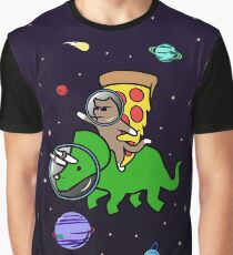 Katze und Pizza Reiten Triceratops im Raum Grafik T-Shirt